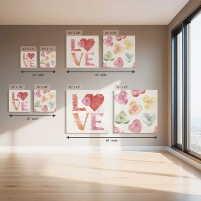 Candy Heart Crush Canvas Print, Set of 2