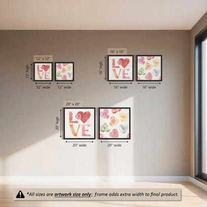 Candy Heart Crush Canvas Print, Set of 2