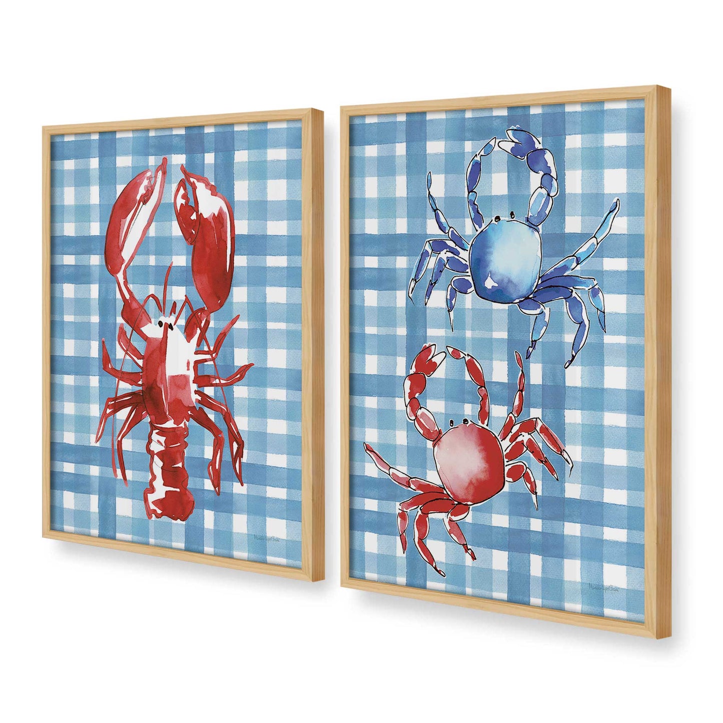 [Color:American Maple], Picture of art in a American Maple frame at an angle