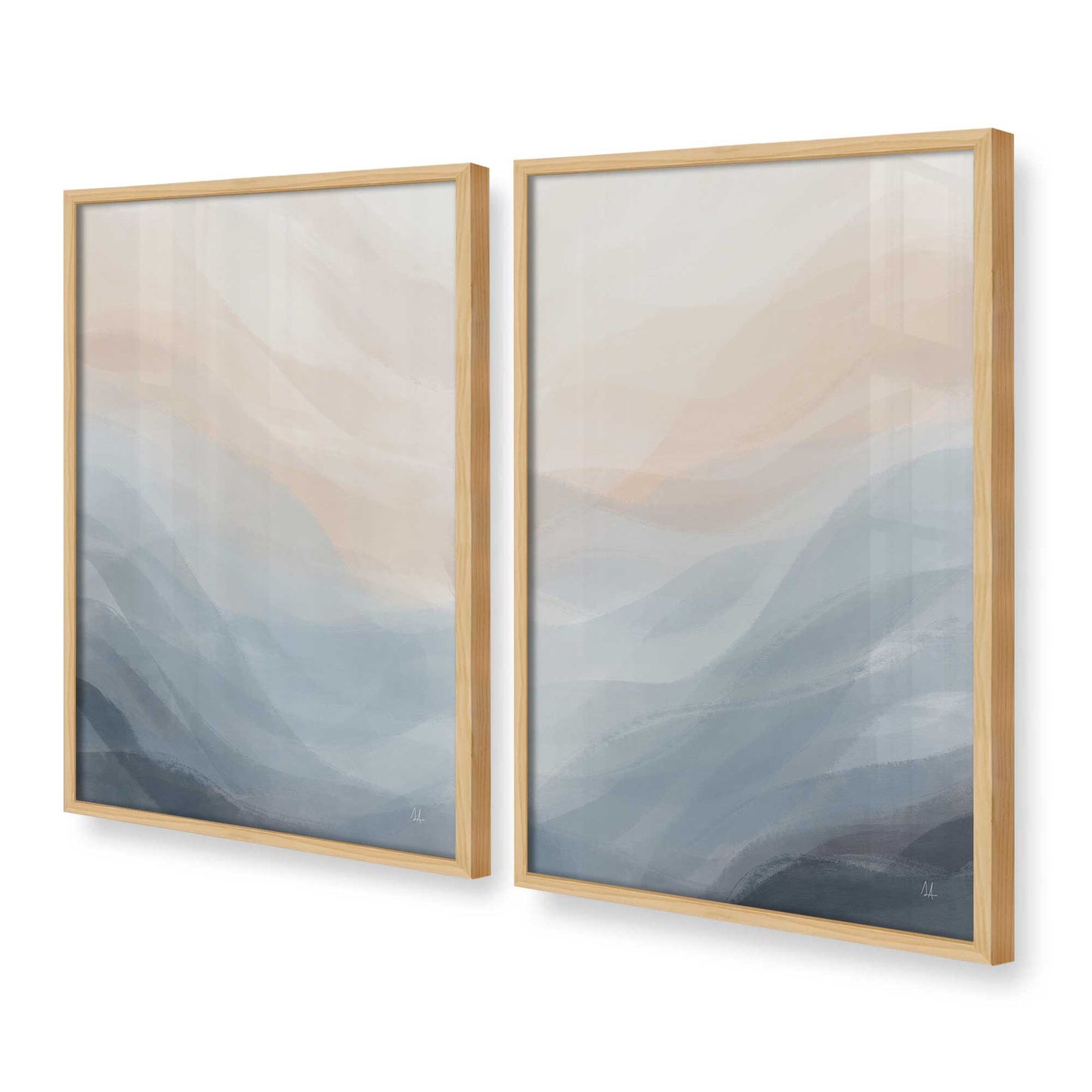 [Color:American Maple], Picture of art in a American Maple frame at an angle