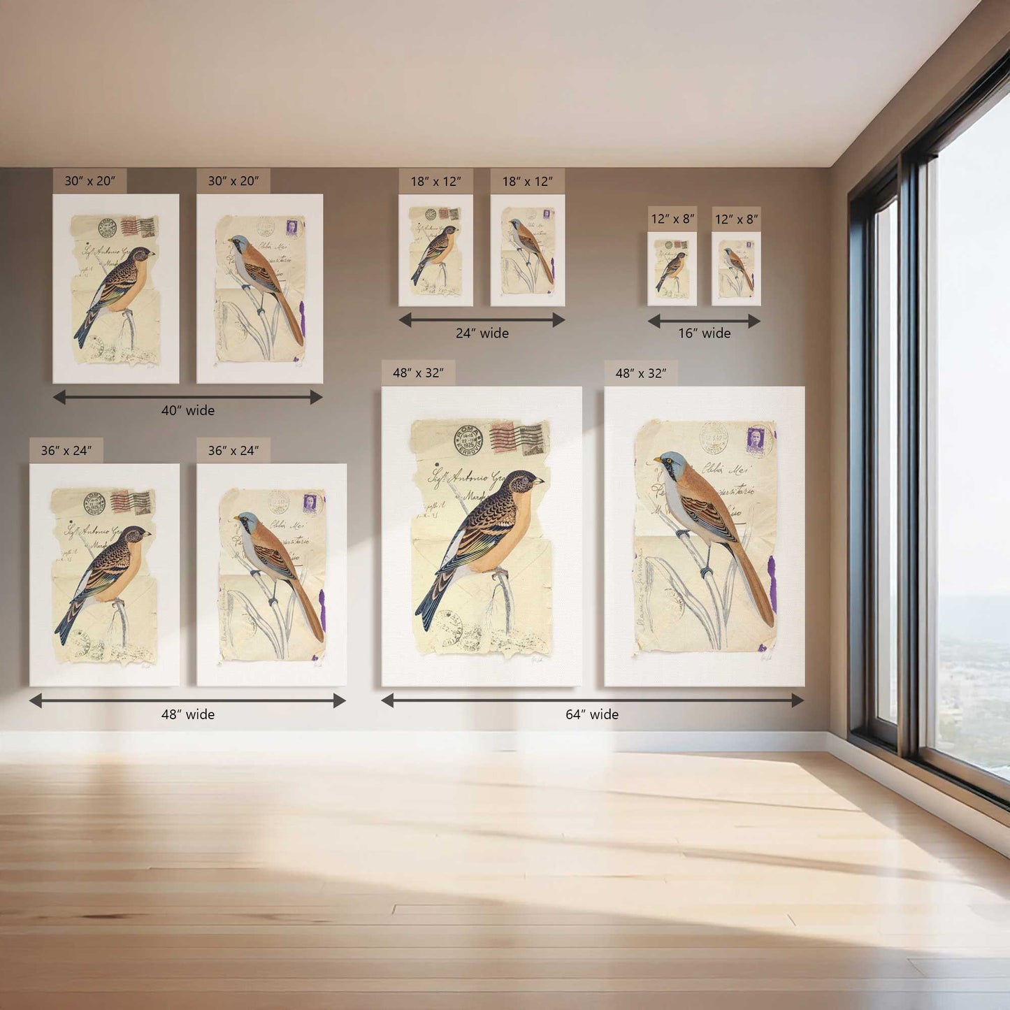 Love Letter Birds, Set of 2 Canvas Prints