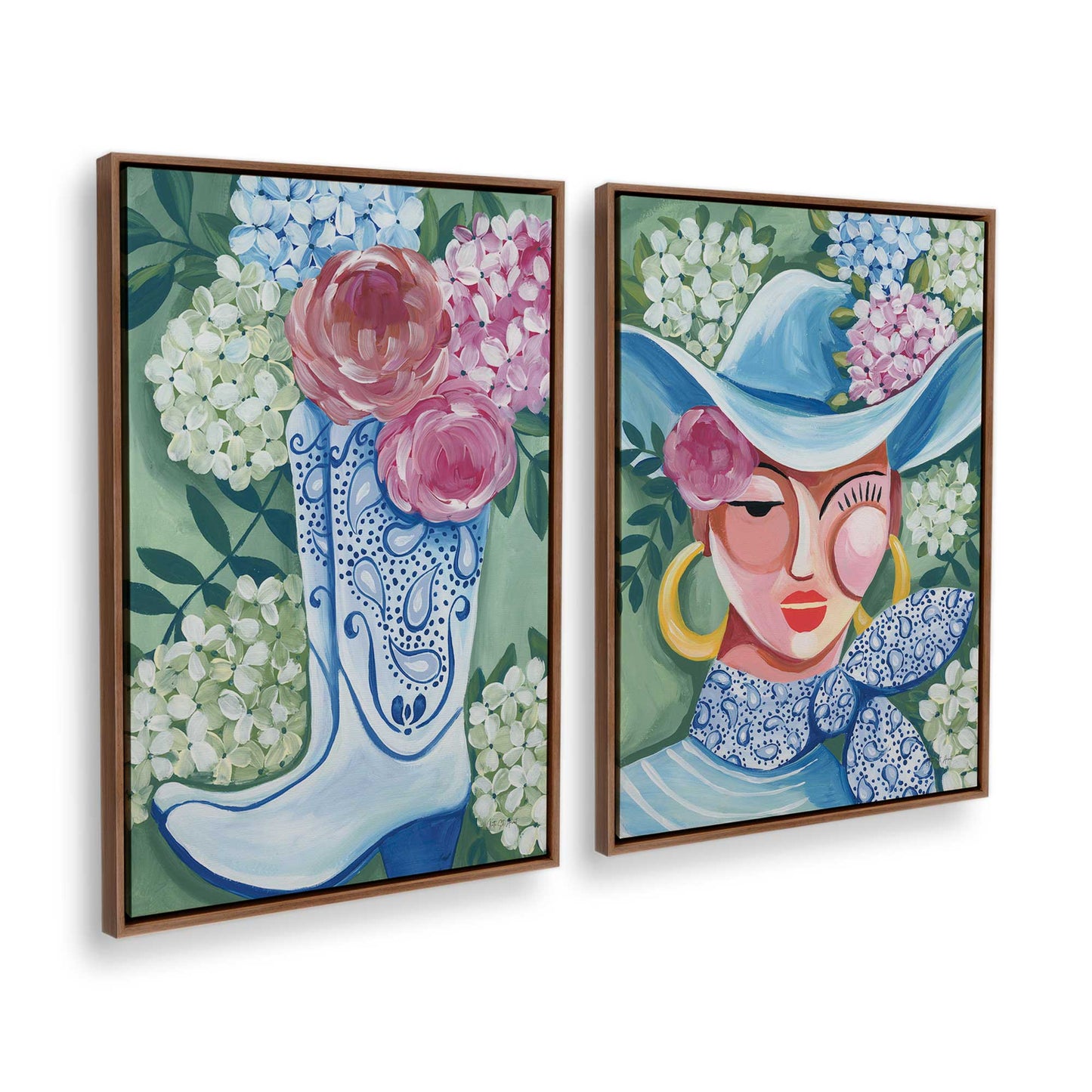 [Color:Walnut], Picture of art in a Walnut frame at an angle