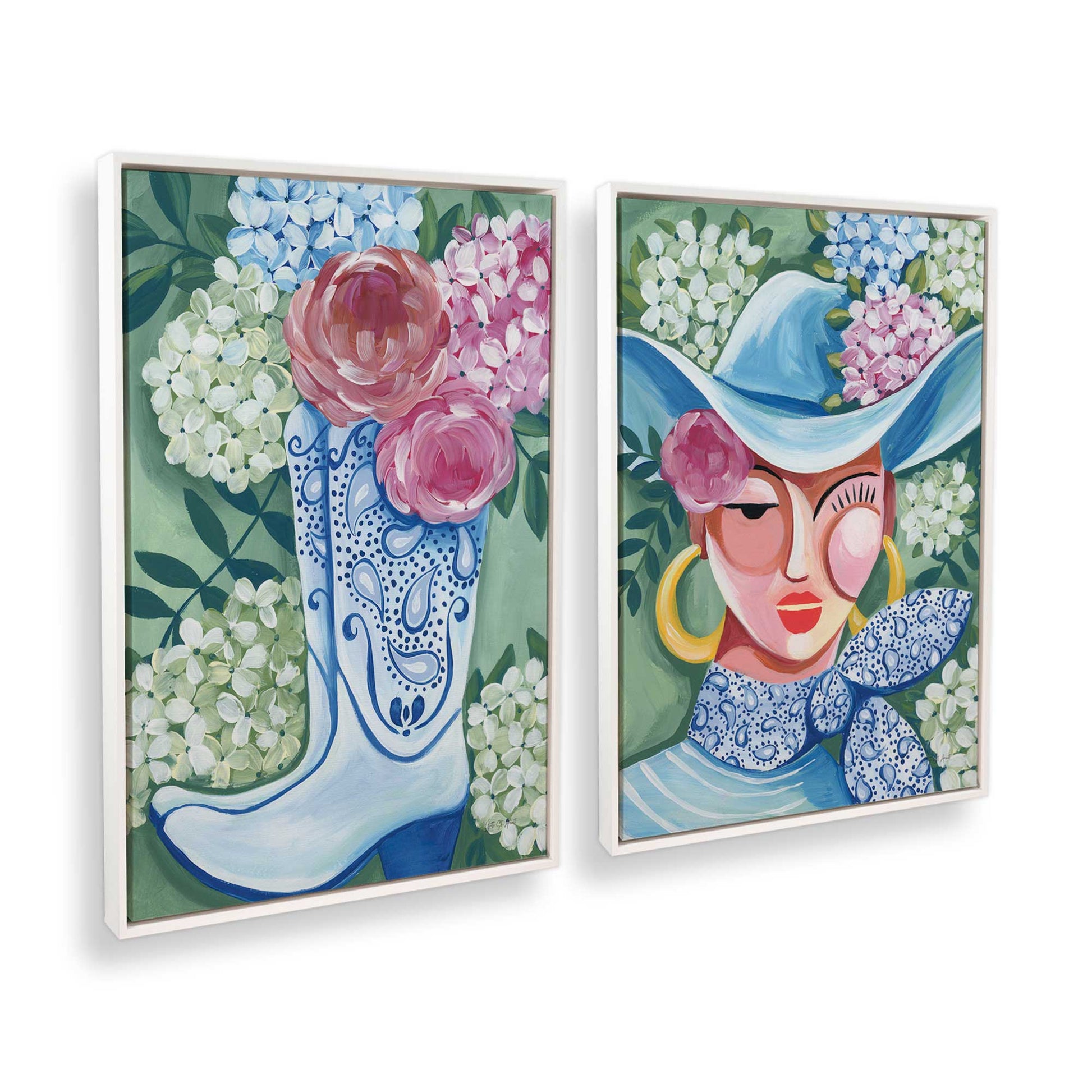 [Color:Opaque White], Picture of art in a White frame at an angle