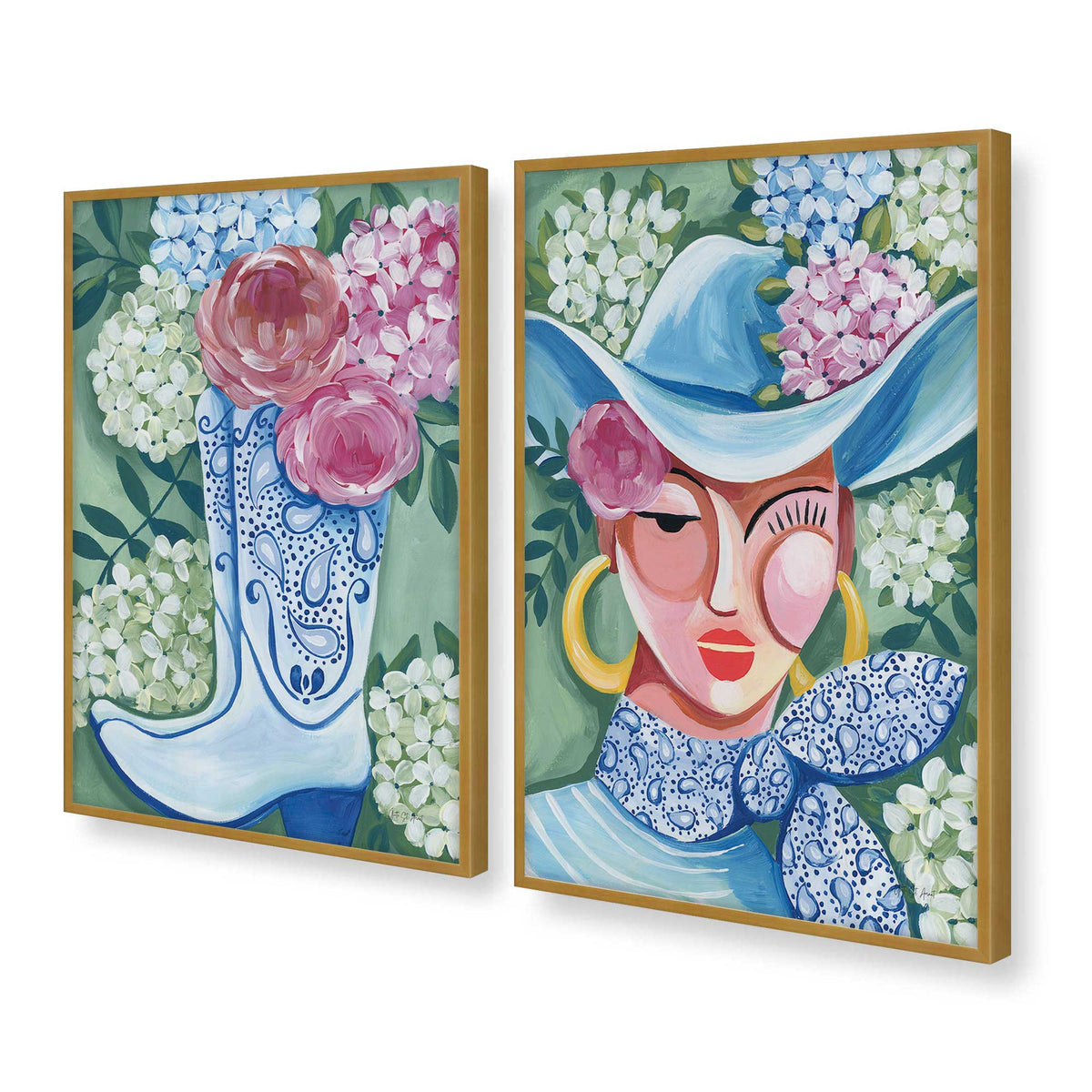 [Color:Polished Gold], Picture of art in a Polished Gold frame at an angle