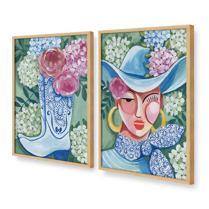 [Color:American Maple], Picture of art in a American Maple frame at an angle