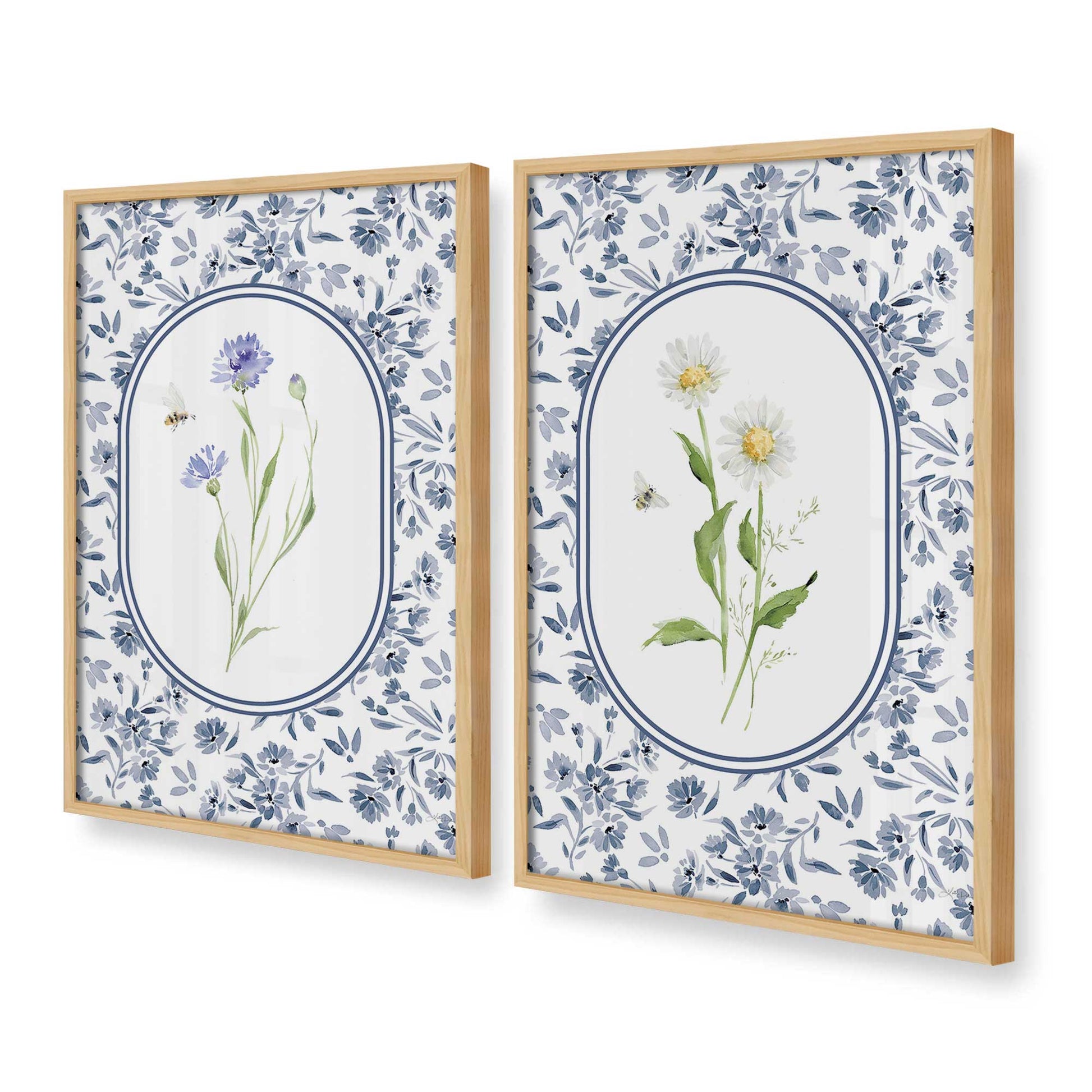 [Color:American Maple], Picture of art in a American Maple frame at an angle
