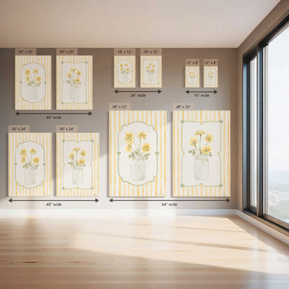Happy Yellow Flowers in Jars, Set of 2 Canvas Prints