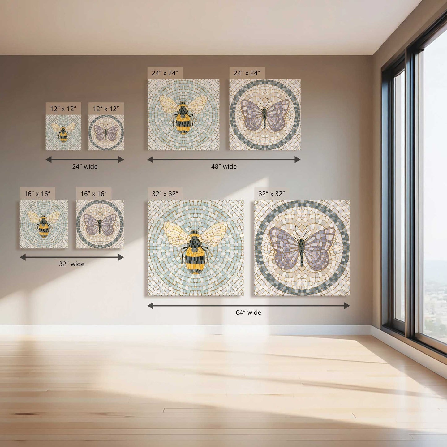 Mosaic Wings II, Set of 2 Canvas Prints