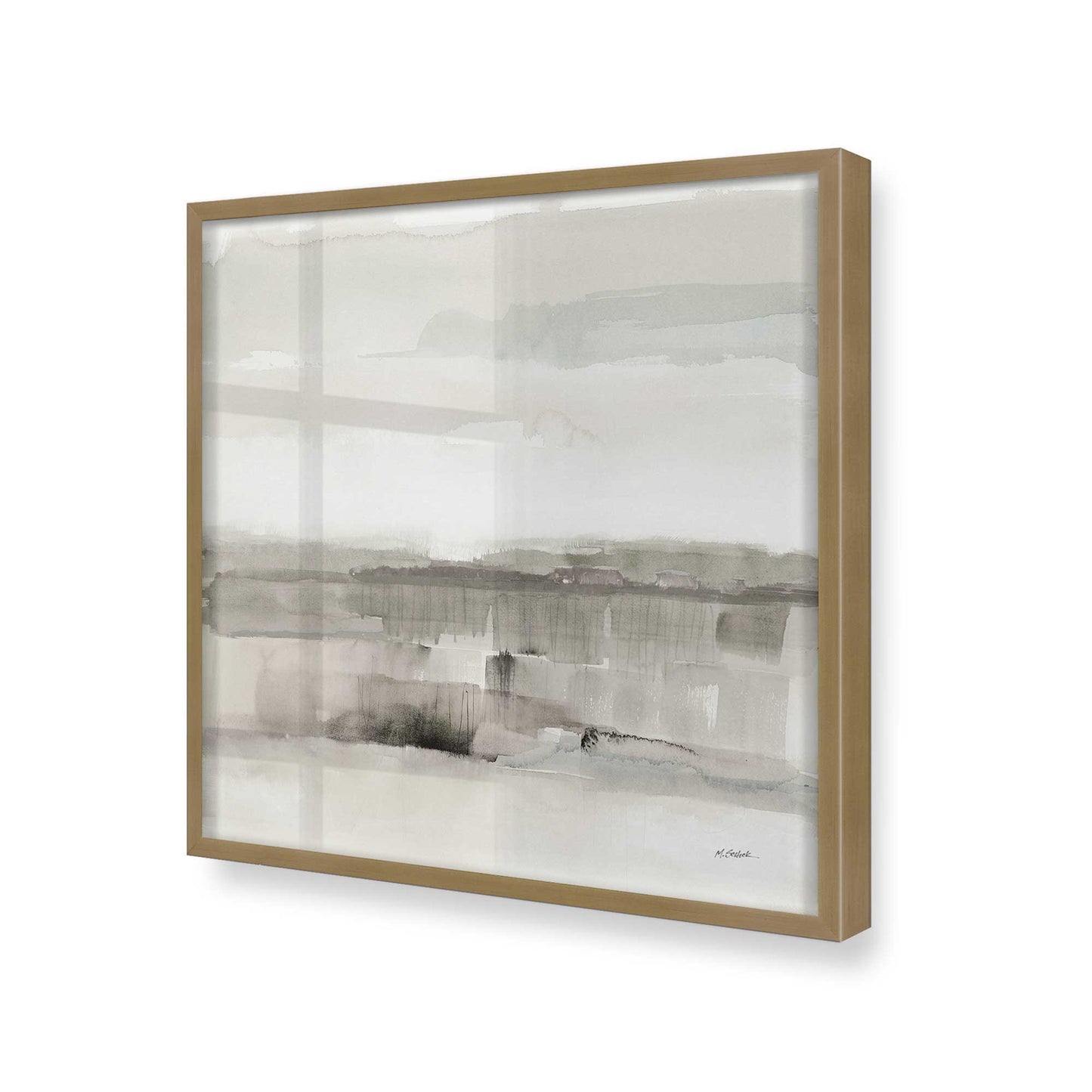 [Color:Brushed Gold], Picture of art in a Brushed Gold frame at an angle