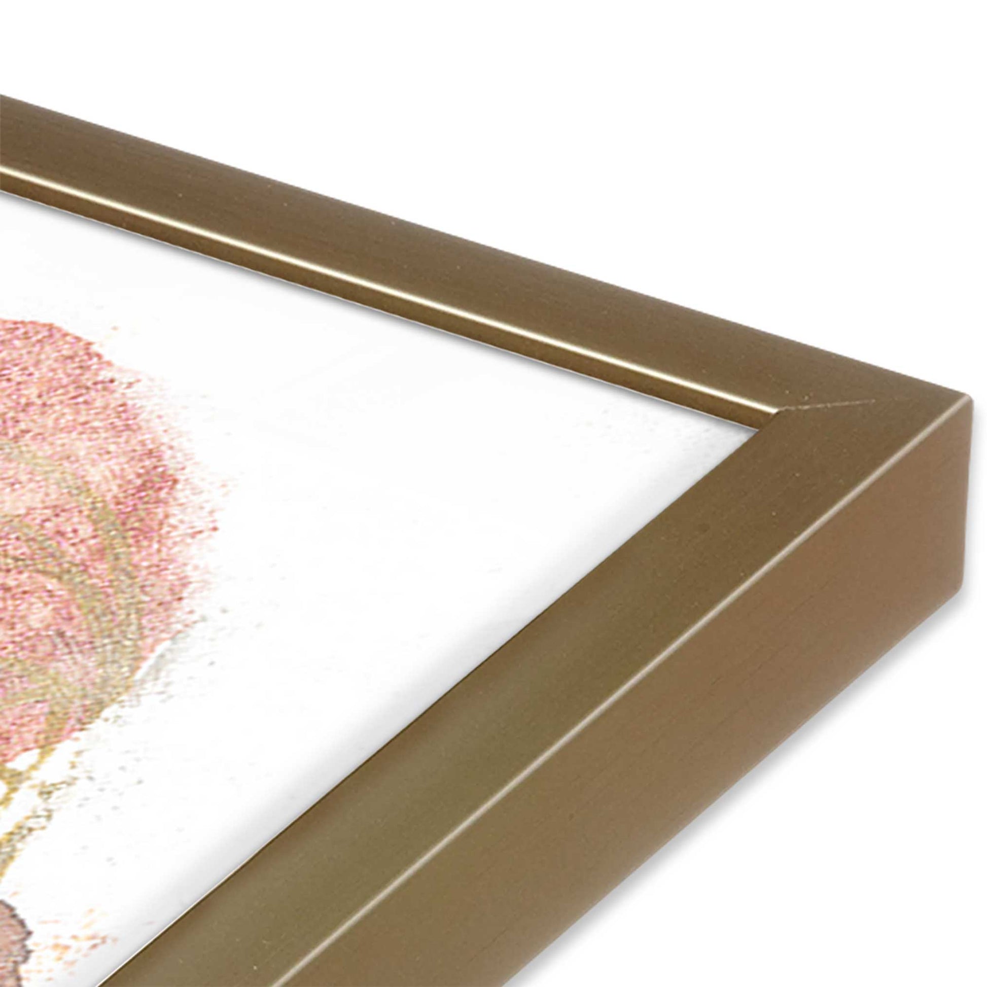 [Color:Brushed Gold], Picture of art in a Brushed Gold frame at an angle
