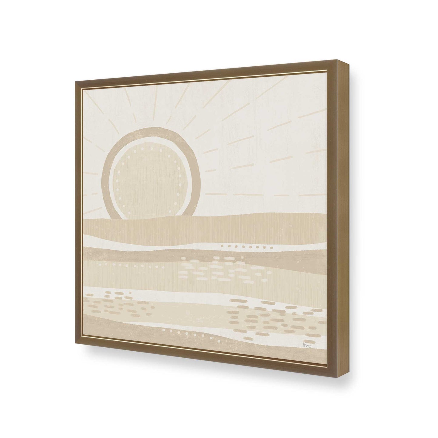 [Color:Brushed Gold], Picture of art in a Brushed Gold frame at an angle