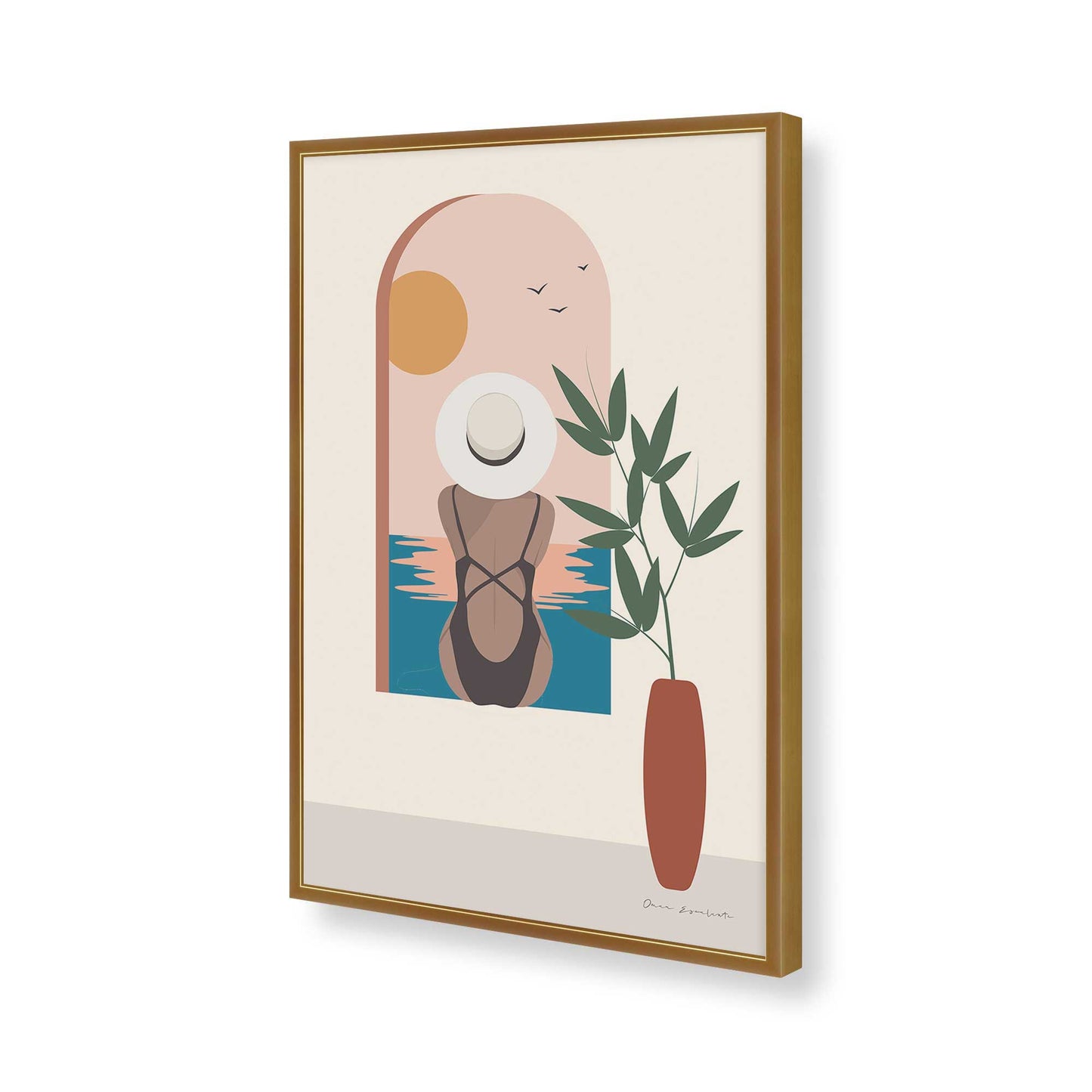 [Color:Polished Gold], Picture of art in a Polished Gold frame of the corner
