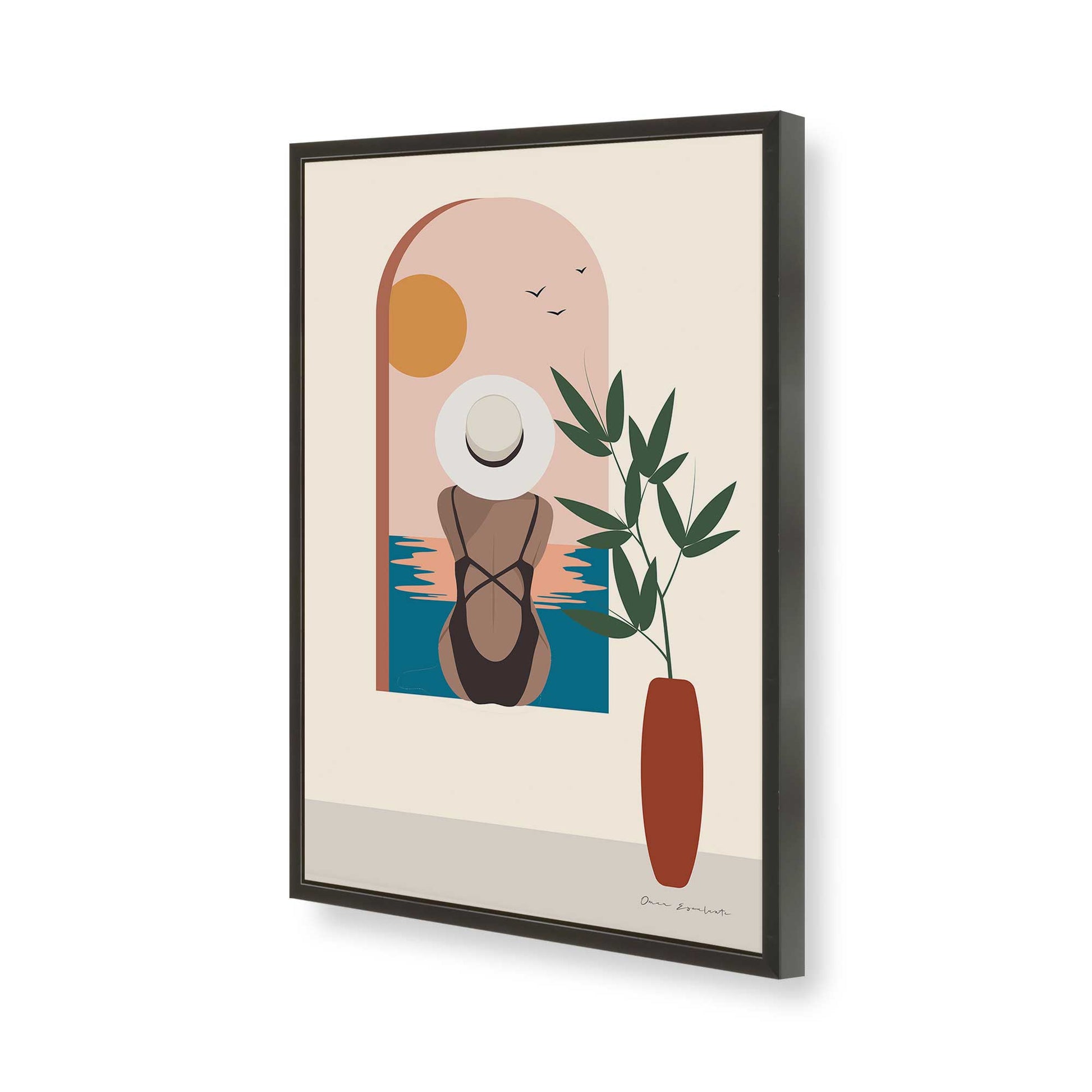 [Color:Satin Black], Picture of art in a Satin Black frame of the corner