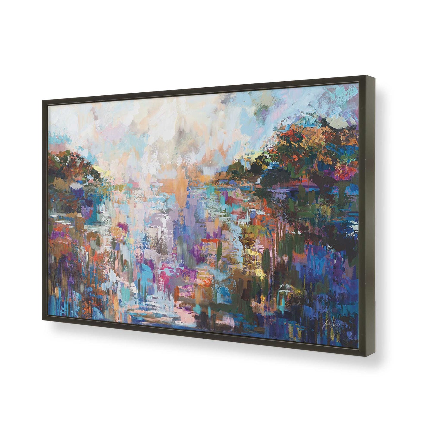 [Color:Satin Black], Picture of art in a Satin Black frame of the corner