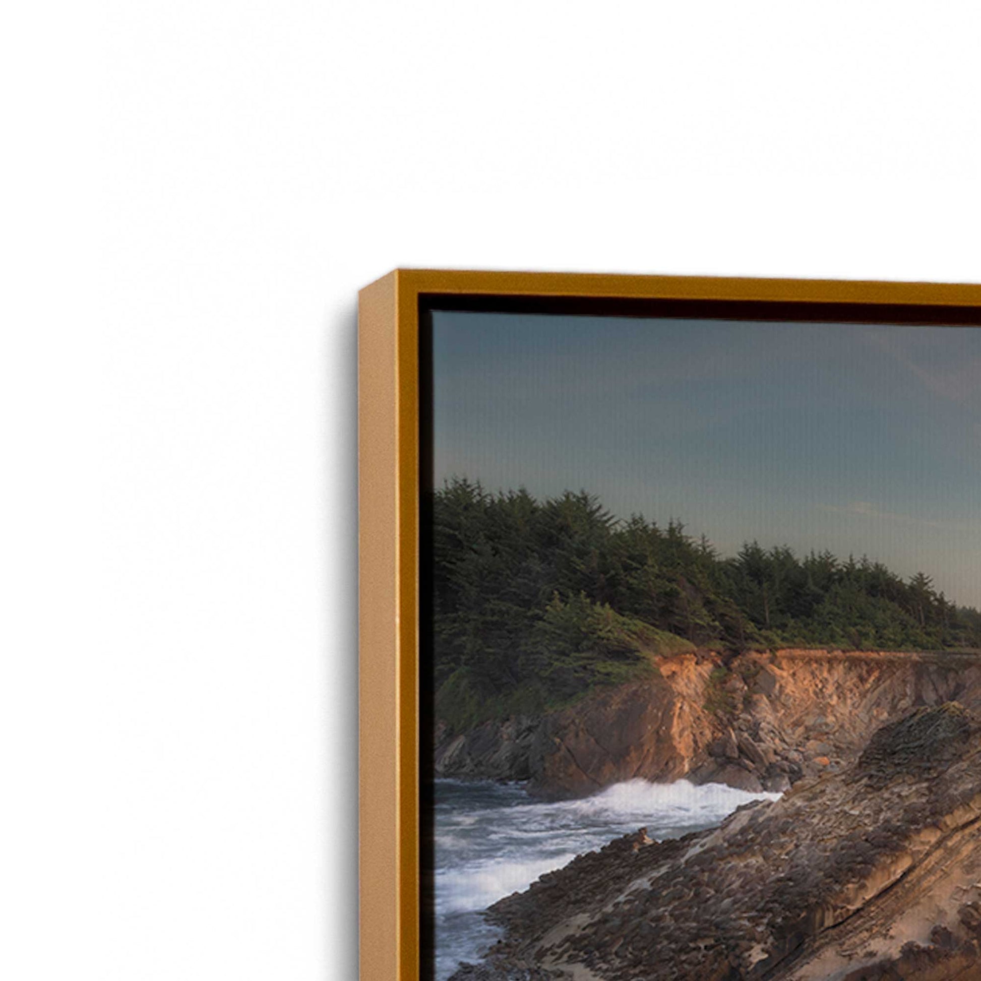 [Color:Polished Gold], Picture of art in a Polished Gold frame at an angle