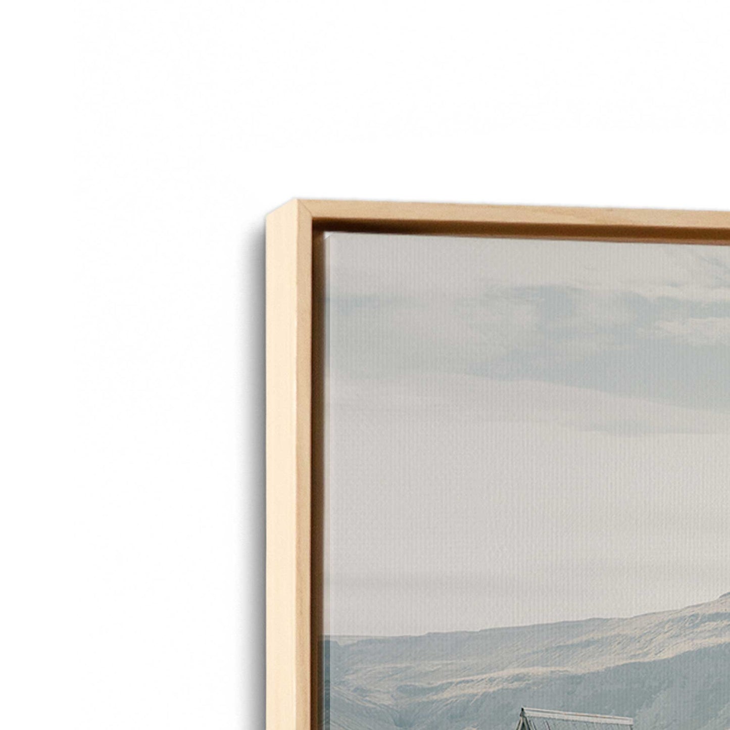 [Color:American Maple], Picture of art in a American Maple frame at an angle