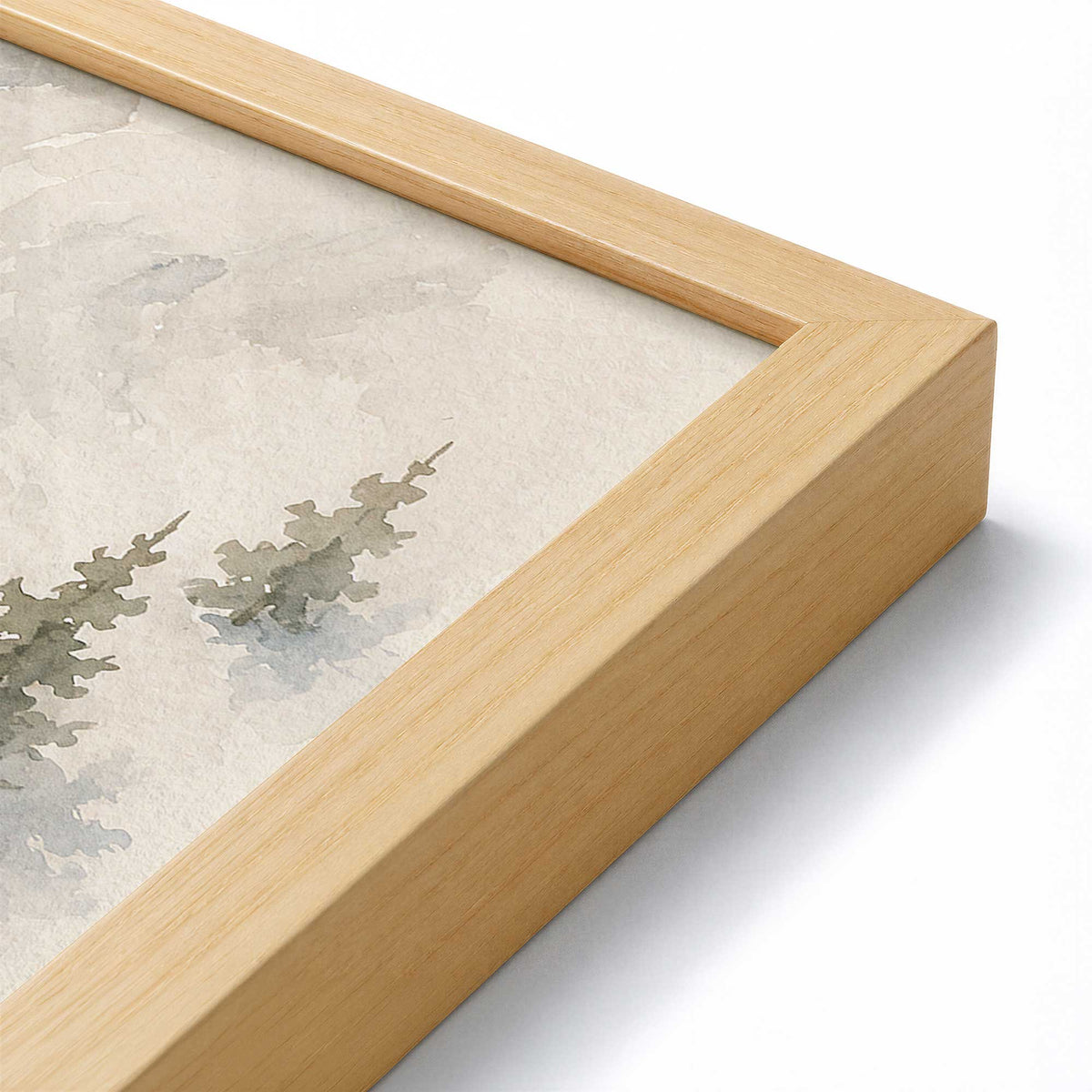 [Color:American Maple], Picture of art in a American Maple frame at an angle