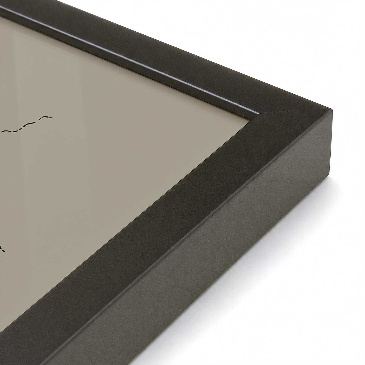 [Color:Satin Black], Picture of art in a Satin Black frame of the corner
