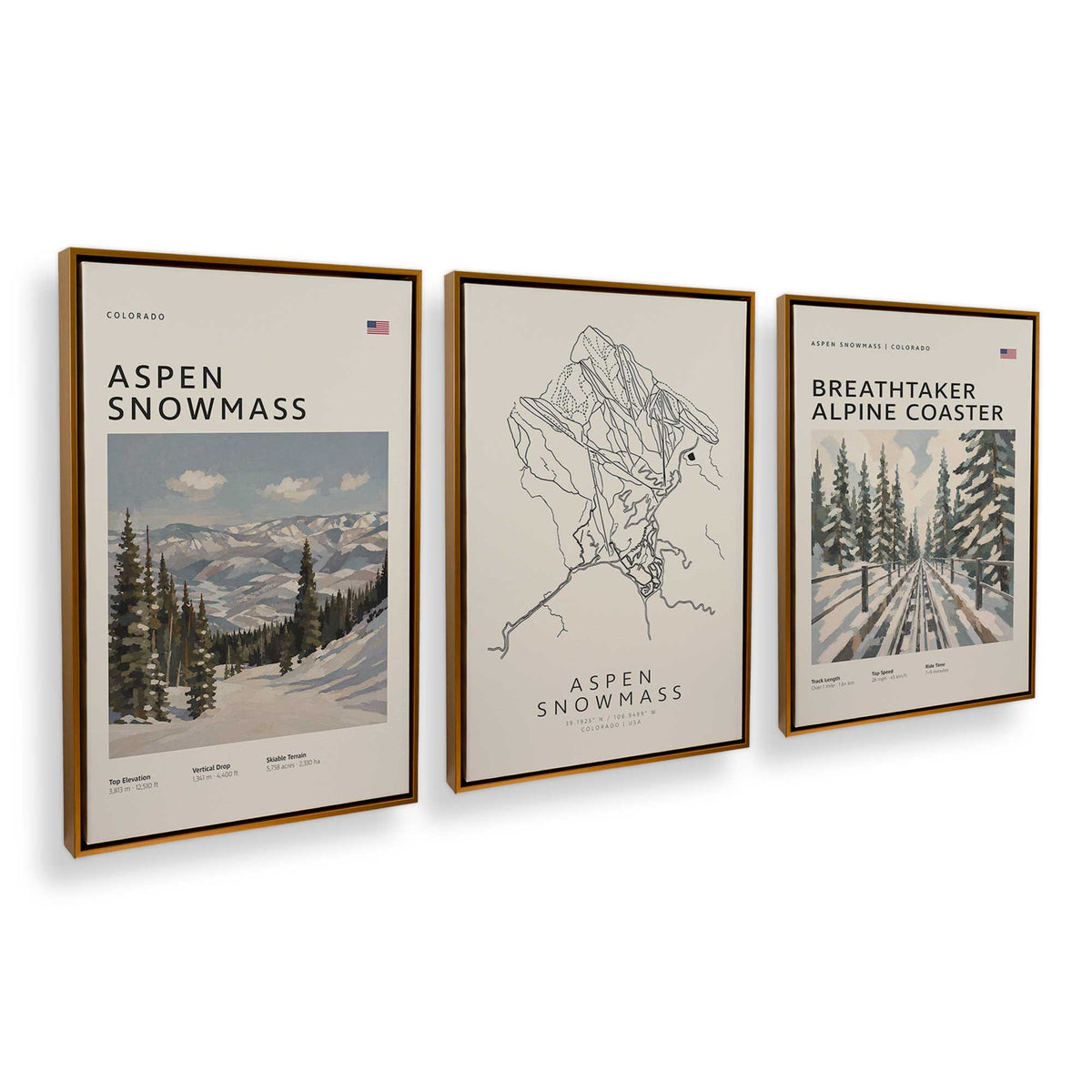 [Color:Polished Gold], Picture of art in a Polished Gold frame at an angle