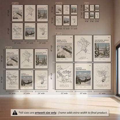 Gone Skiing in America, Set of 6 Canvas Prints