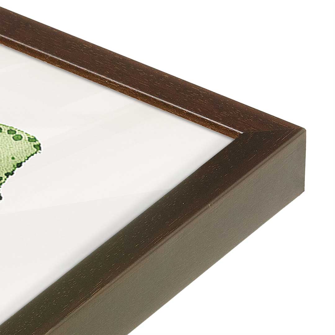 [Color:Brown], Picture of art in a Brown frame at an angle
