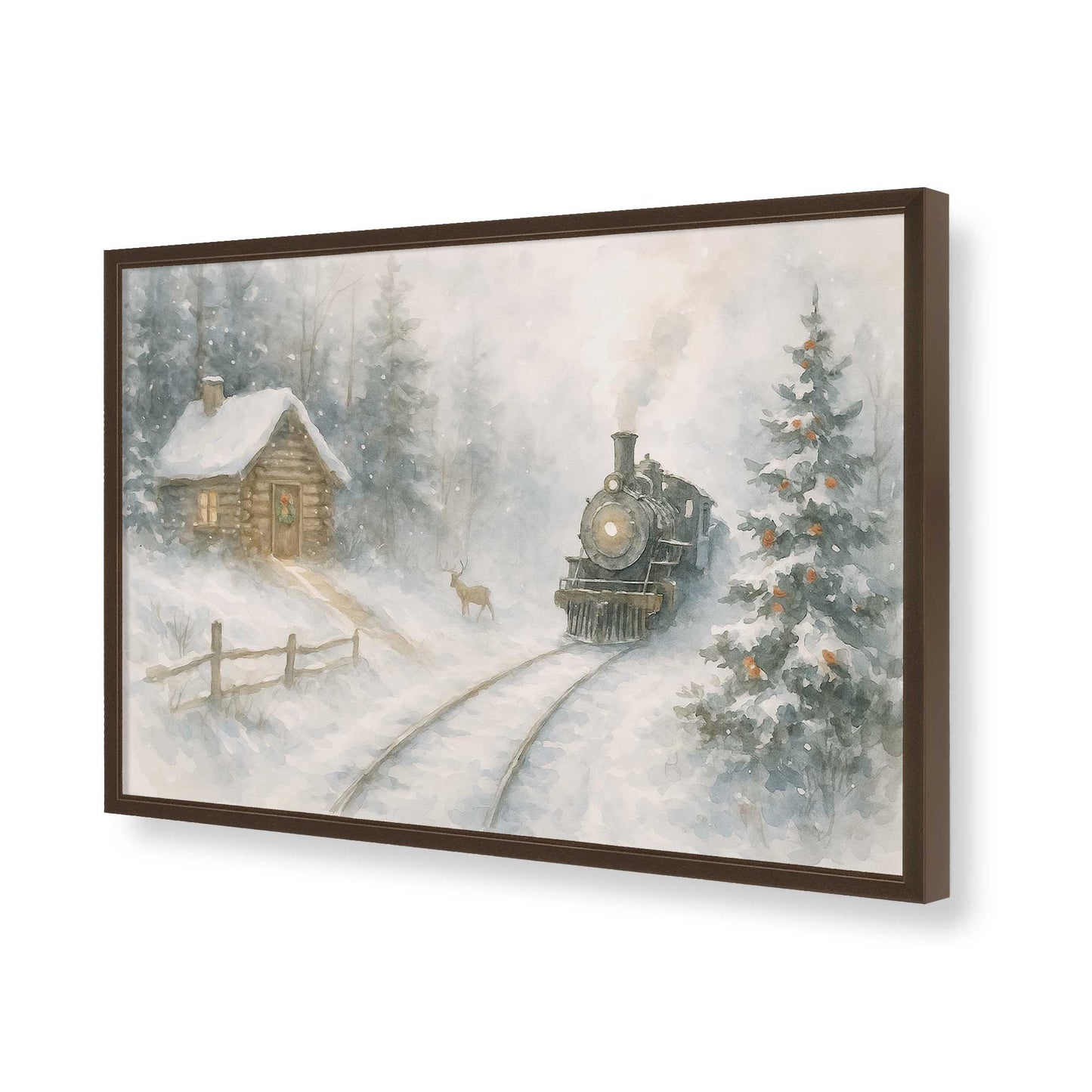 [Color:Brown], Picture of art in a Brown frame of the corner