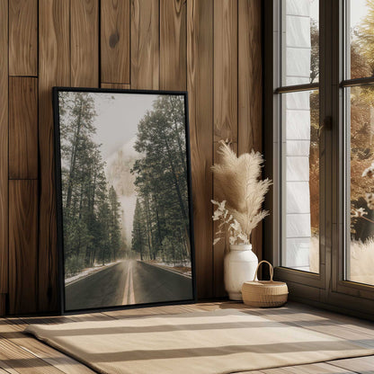Foggy Forest Drive Canvas Print