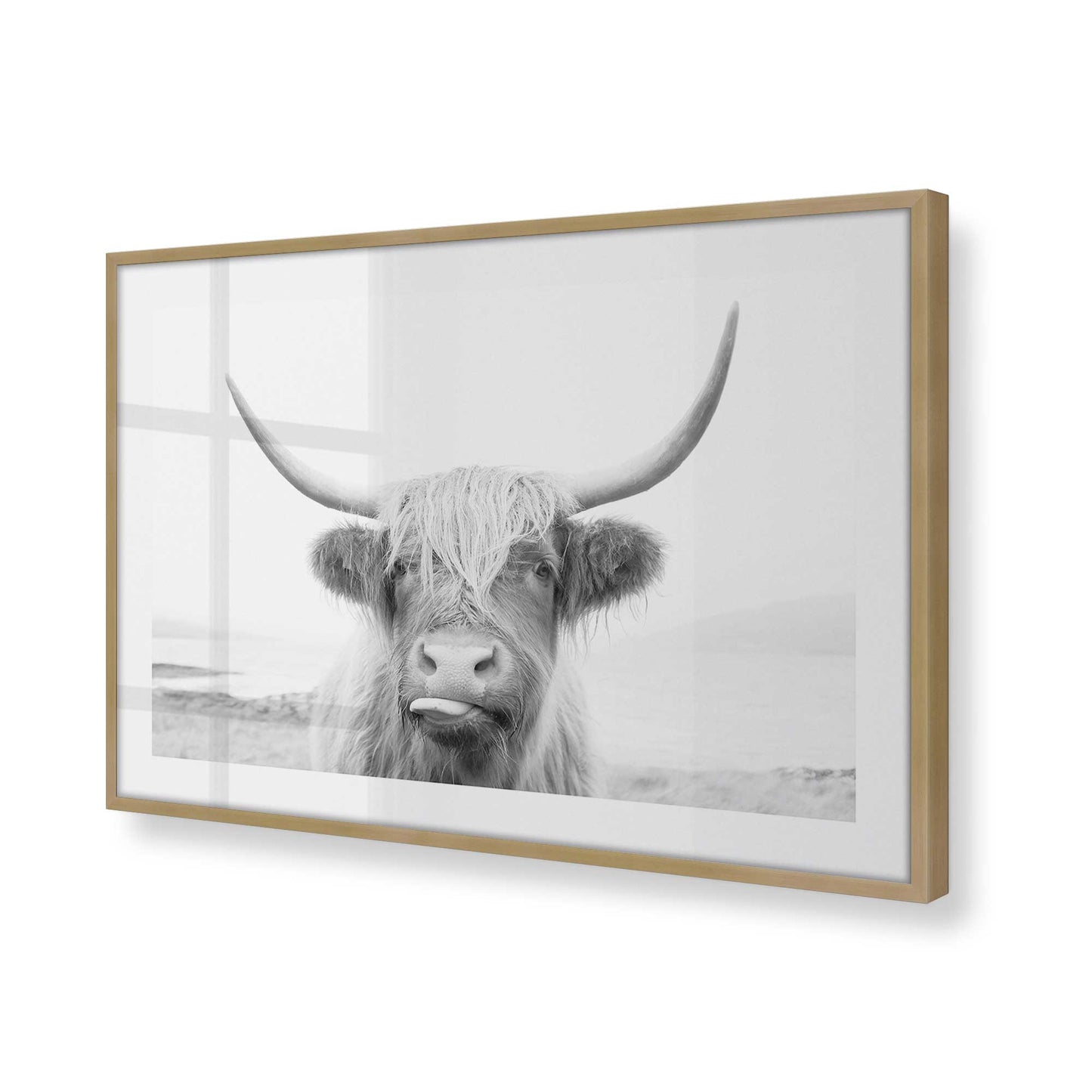 [Color:Brushed Gold], Picture of art in a Brushed Gold frame at an angle