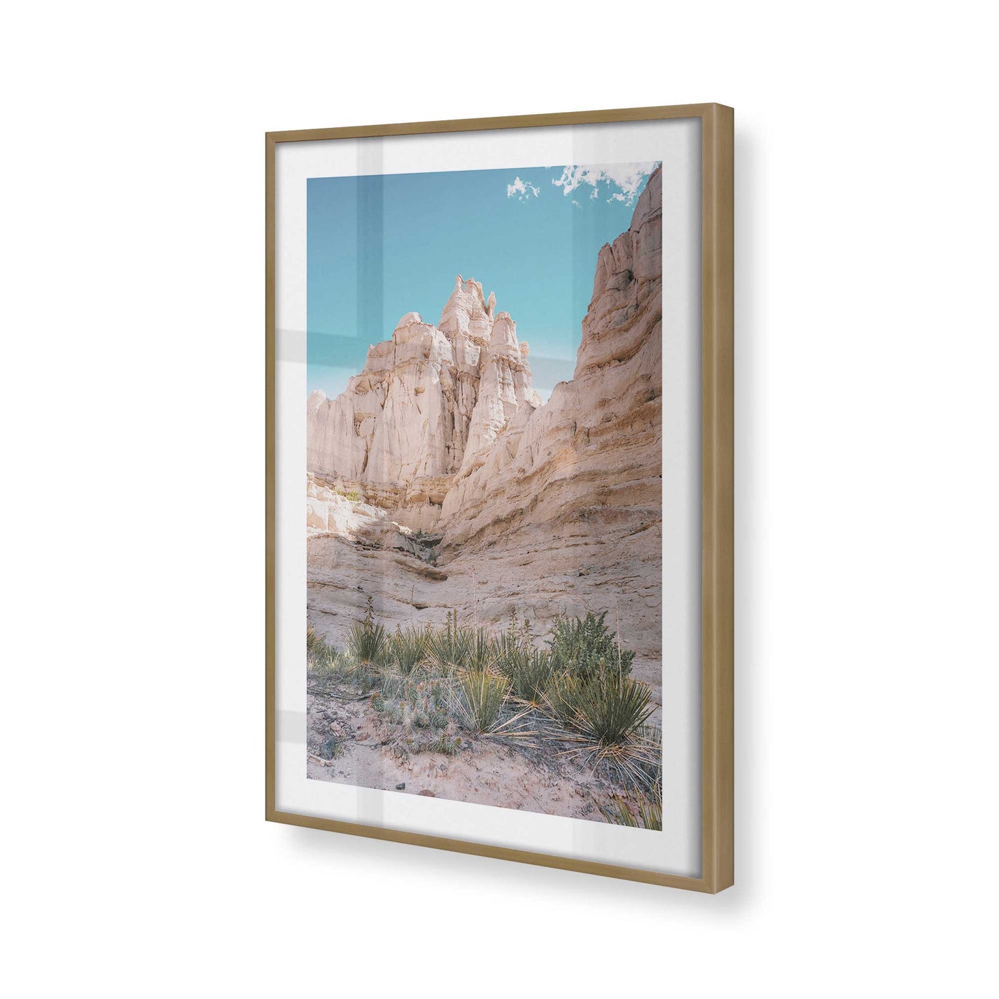 [Color:Brushed Gold], Picture of art in a Brushed Gold frame at an angle