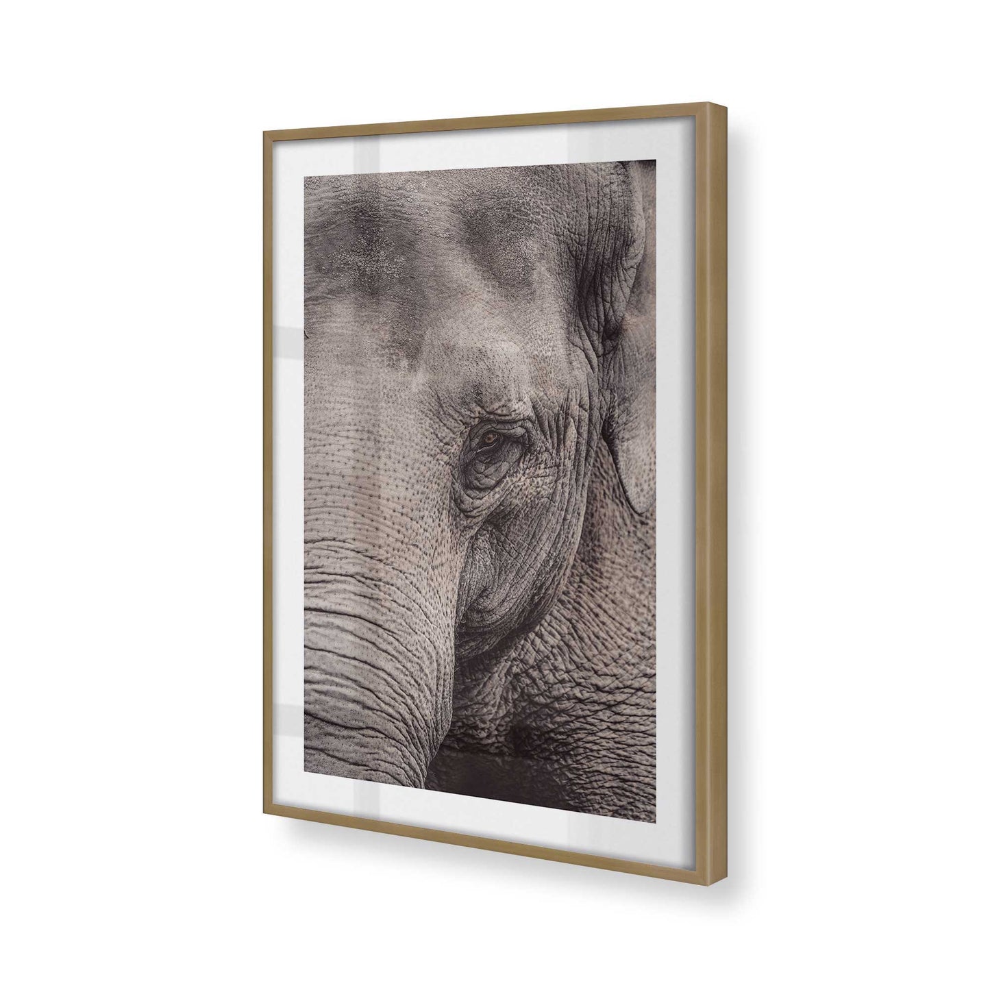 [Color:Brushed Gold], Picture of art in a Brushed Gold frame at an angle