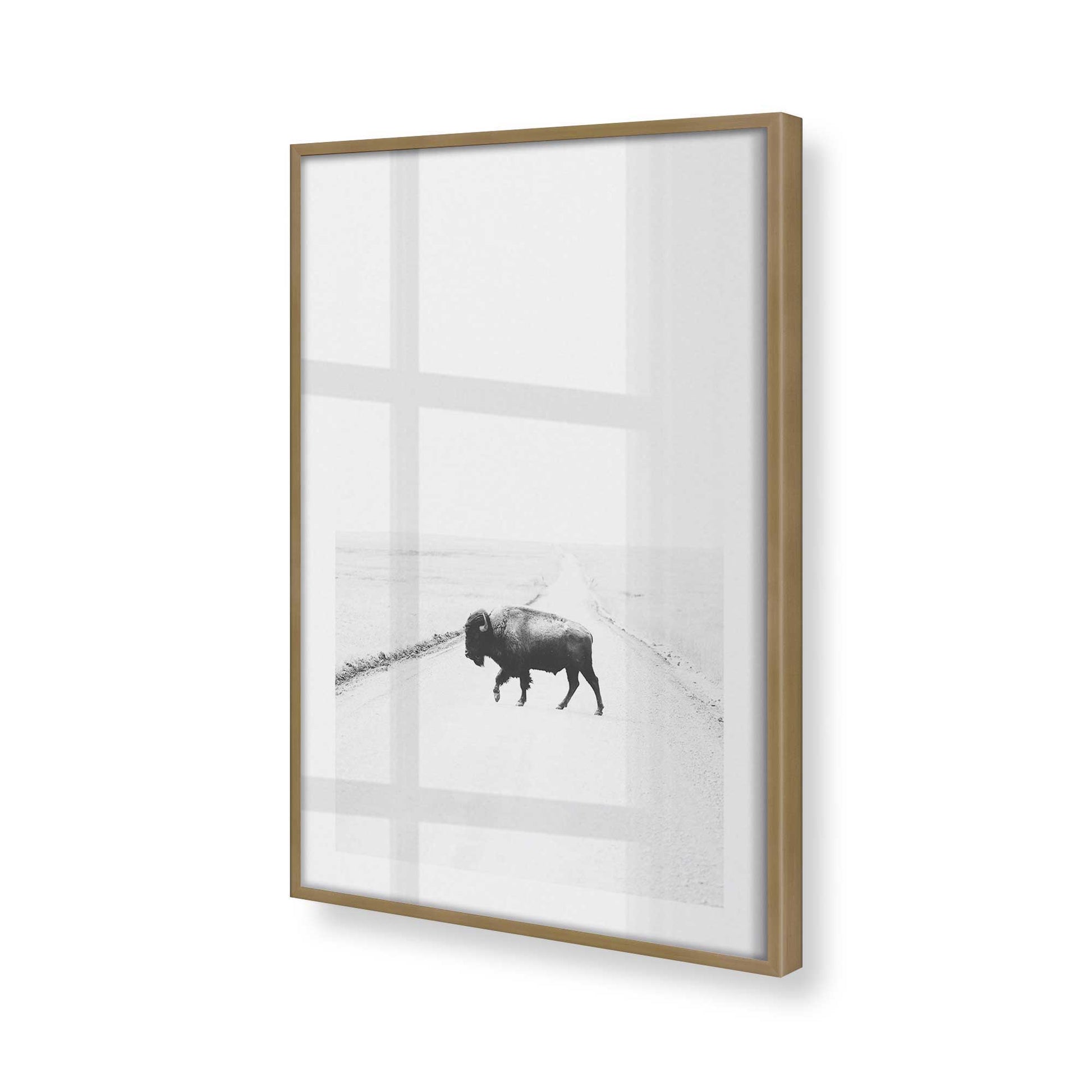 [Color:Brushed Gold], Picture of art in a Brushed Gold frame at an angle