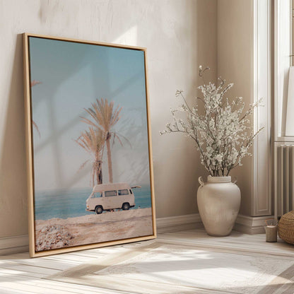 Vintage Van by the Coast Canvas Print