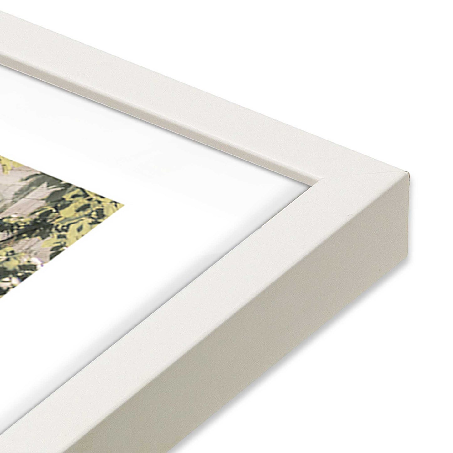 [Color:Opaque White], Picture of art in a Opaque White frame at an angle