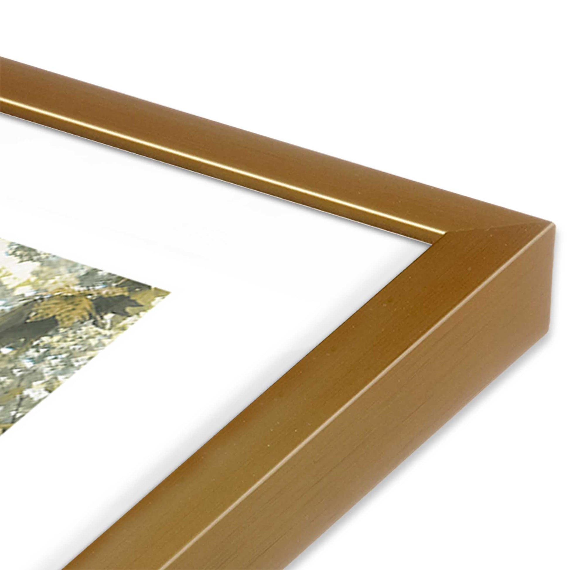 [Color:Polished Gold], Picture of art in a Polished Gold frame at an angle