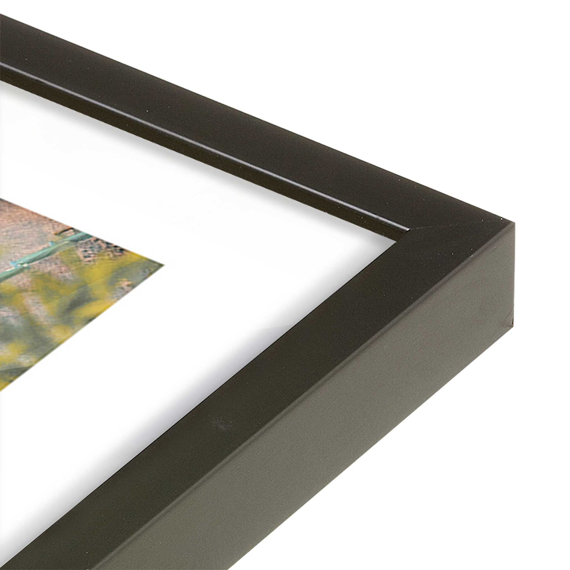 [Color:Satin Black], Picture of art in a Satin Black frame at an angle